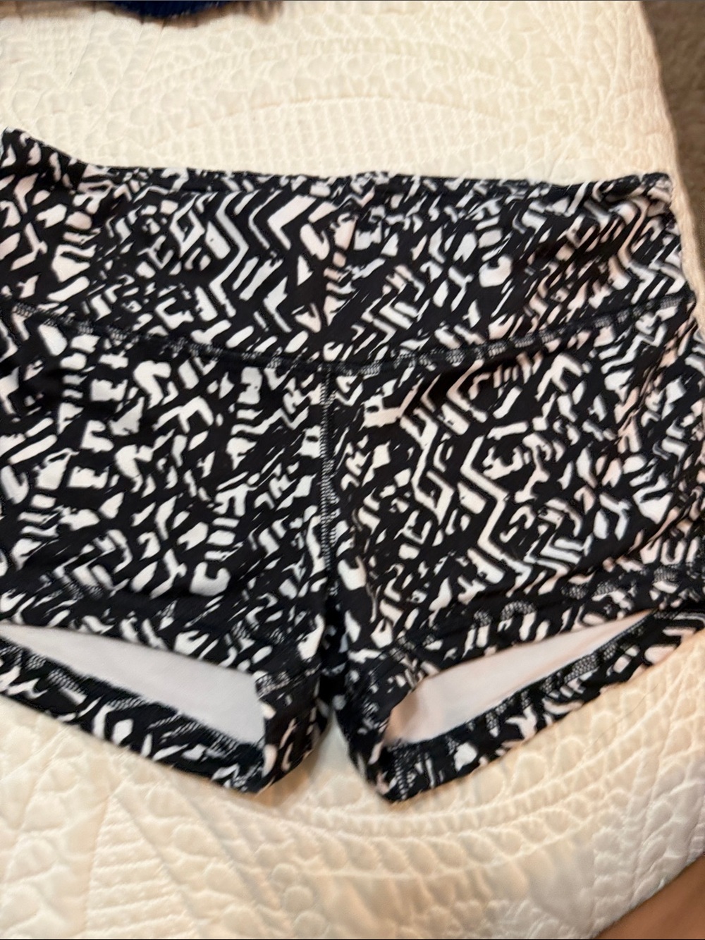 Fleo Black & White Geometric Athletic Shorts
